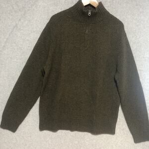 J.Crew Quarter Zip Sweater Mens XL Pullover Merino Wool Blend Tan Knitwear